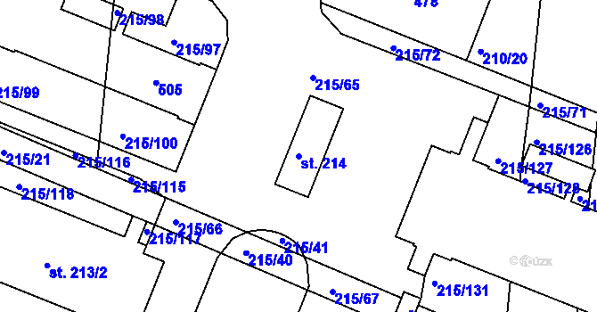 Parcela st. 214 v KÚ Těšnovice, Katastrální mapa