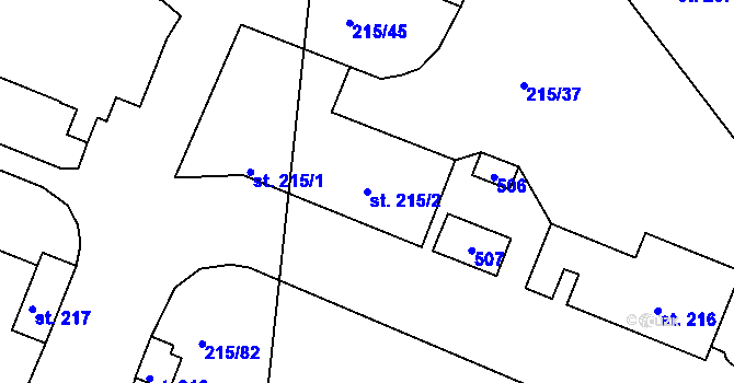 Parcela st. 215/2 v KÚ Těšnovice, Katastrální mapa