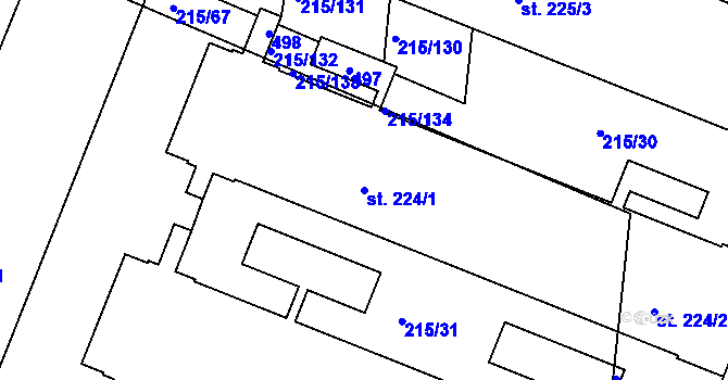 Parcela st. 224/1 v KÚ Těšnovice, Katastrální mapa