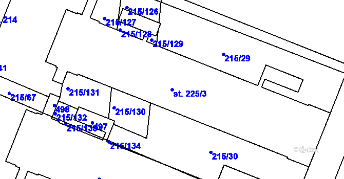 Parcela st. 225/3 v KÚ Těšnovice, Katastrální mapa