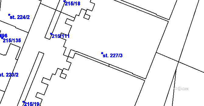 Parcela st. 227/3 v KÚ Těšnovice, Katastrální mapa