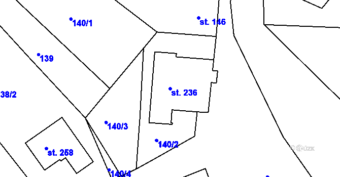 Parcela st. 236 v KÚ Těšnovice, Katastrální mapa