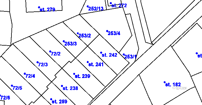 Parcela st. 242 v KÚ Těšnovice, Katastrální mapa