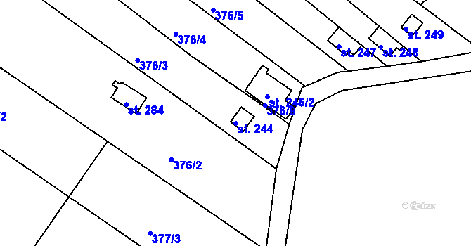 Parcela st. 244 v KÚ Těšnovice, Katastrální mapa