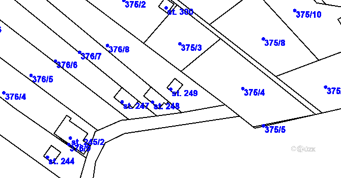Parcela st. 249 v KÚ Těšnovice, Katastrální mapa
