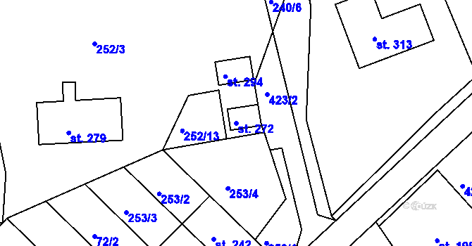 Parcela st. 272 v KÚ Těšnovice, Katastrální mapa