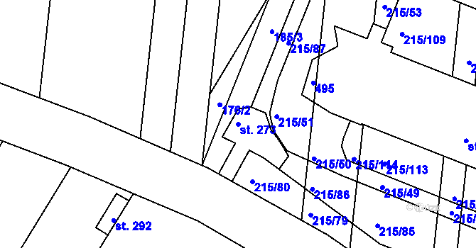 Parcela st. 273 v KÚ Těšnovice, Katastrální mapa