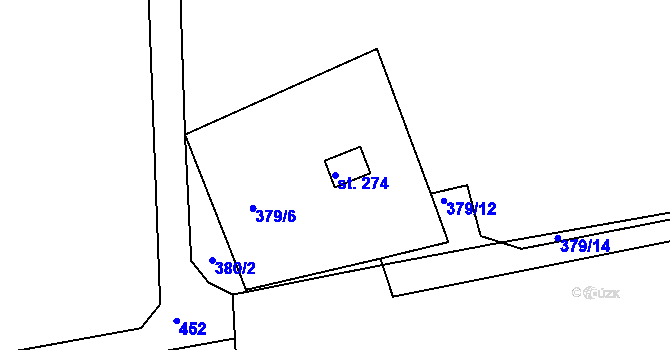 Parcela st. 274 v KÚ Těšnovice, Katastrální mapa