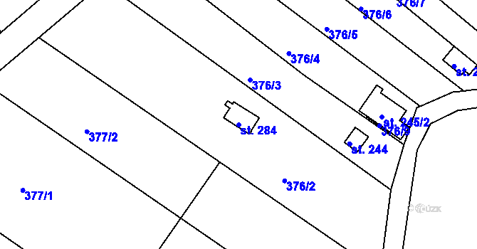 Parcela st. 284 v KÚ Těšnovice, Katastrální mapa