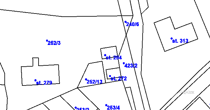 Parcela st. 294 v KÚ Těšnovice, Katastrální mapa