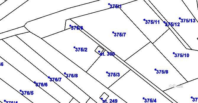 Parcela st. 300 v KÚ Těšnovice, Katastrální mapa