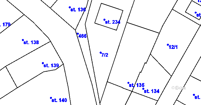 Parcela st. 7/2 v KÚ Těšnovice, Katastrální mapa