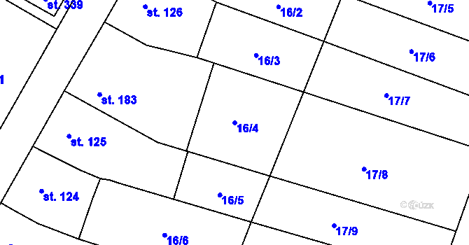 Parcela st. 16/4 v KÚ Těšnovice, Katastrální mapa