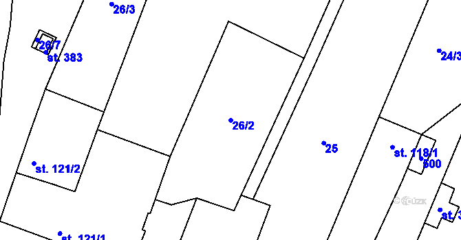 Parcela st. 26/2 v KÚ Těšnovice, Katastrální mapa