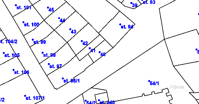 Parcela st. 40 v KÚ Těšnovice, Katastrální mapa