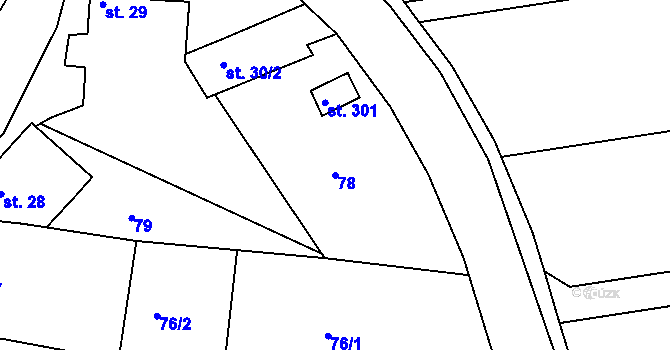 Parcela st. 78 v KÚ Těšnovice, Katastrální mapa