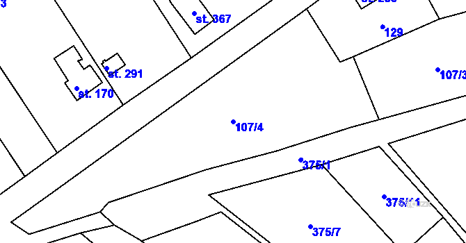 Parcela st. 107/4 v KÚ Těšnovice, Katastrální mapa