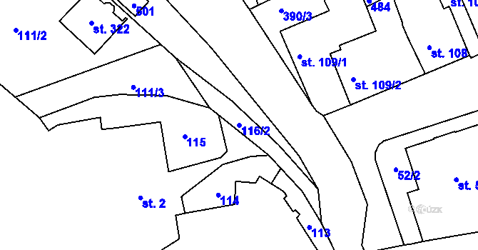 Parcela st. 116/2 v KÚ Těšnovice, Katastrální mapa