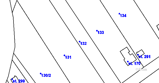 Parcela st. 132 v KÚ Těšnovice, Katastrální mapa