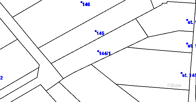 Parcela st. 144/1 v KÚ Těšnovice, Katastrální mapa