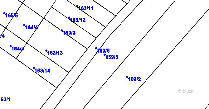 Parcela st. 159/3 v KÚ Těšnovice, Katastrální mapa