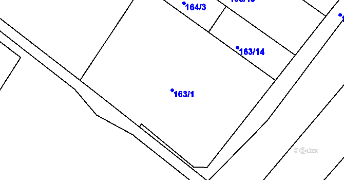 Parcela st. 163/1 v KÚ Těšnovice, Katastrální mapa