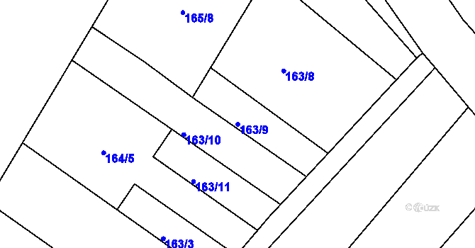Parcela st. 163/9 v KÚ Těšnovice, Katastrální mapa