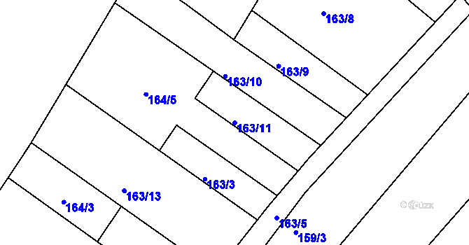 Parcela st. 163/11 v KÚ Těšnovice, Katastrální mapa