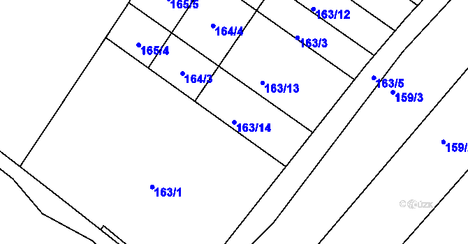Parcela st. 163/14 v KÚ Těšnovice, Katastrální mapa