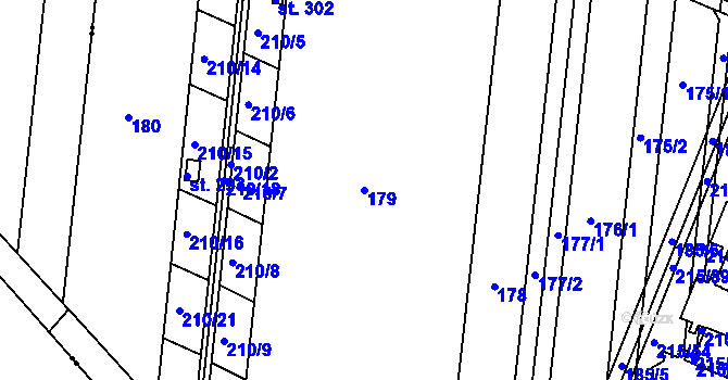 Parcela st. 179 v KÚ Těšnovice, Katastrální mapa