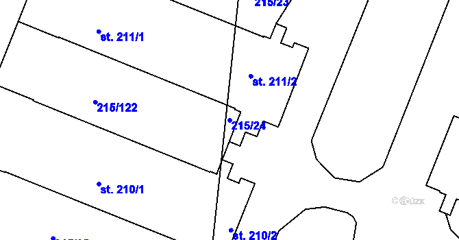 Parcela st. 215/24 v KÚ Těšnovice, Katastrální mapa