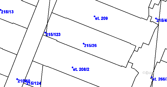 Parcela st. 215/26 v KÚ Těšnovice, Katastrální mapa