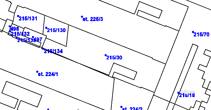 Parcela st. 215/30 v KÚ Těšnovice, Katastrální mapa