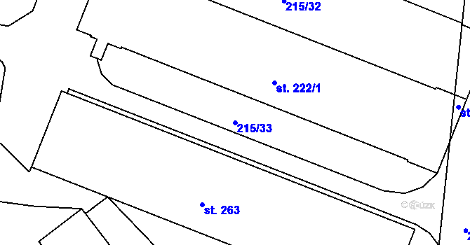 Parcela st. 215/33 v KÚ Těšnovice, Katastrální mapa