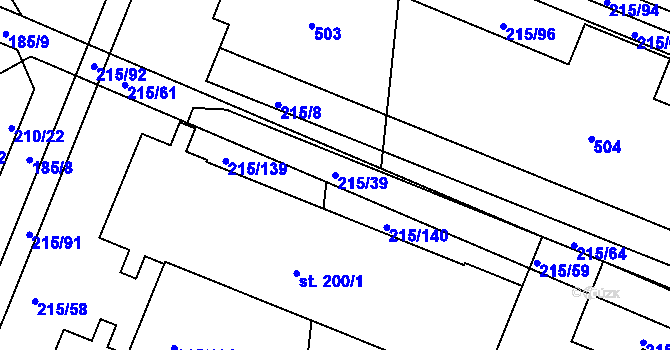 Parcela st. 215/39 v KÚ Těšnovice, Katastrální mapa