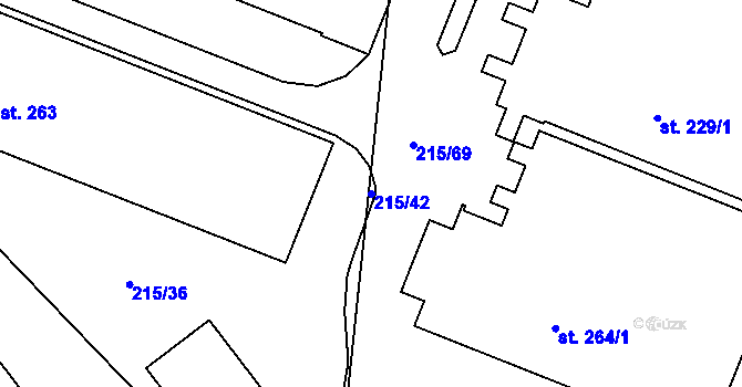 Parcela st. 215/42 v KÚ Těšnovice, Katastrální mapa