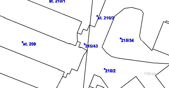 Parcela st. 215/43 v KÚ Těšnovice, Katastrální mapa