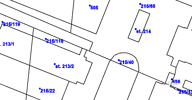 Parcela st. 215/66 v KÚ Těšnovice, Katastrální mapa