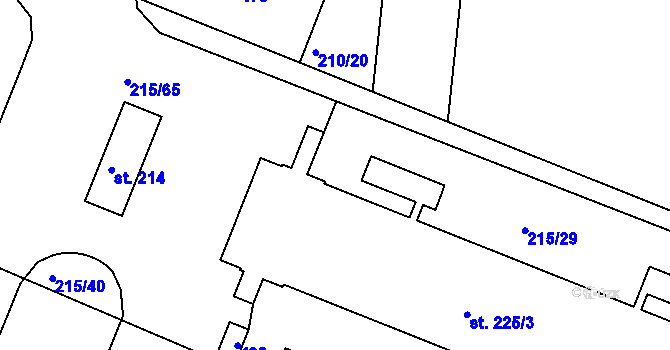 Parcela st. 215/127 v KÚ Těšnovice, Katastrální mapa