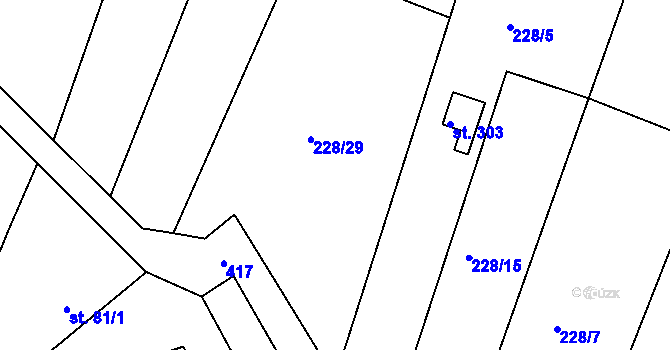 Parcela st. 228/4 v KÚ Těšnovice, Katastrální mapa