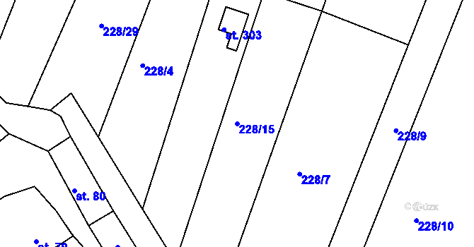 Parcela st. 228/15 v KÚ Těšnovice, Katastrální mapa
