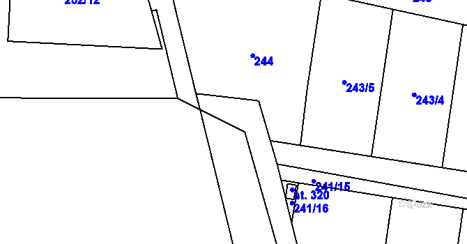 Parcela st. 242/2 v KÚ Těšnovice, Katastrální mapa