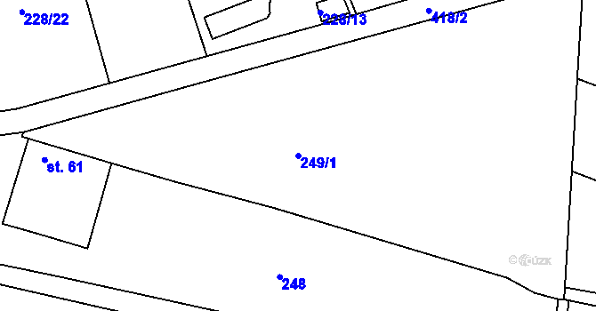 Parcela st. 249/1 v KÚ Těšnovice, Katastrální mapa