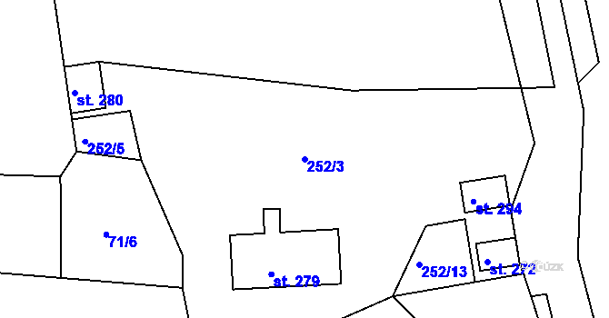 Parcela st. 252/3 v KÚ Těšnovice, Katastrální mapa