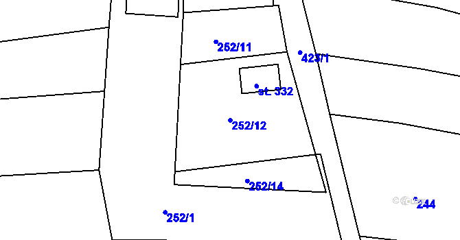 Parcela st. 252/12 v KÚ Těšnovice, Katastrální mapa