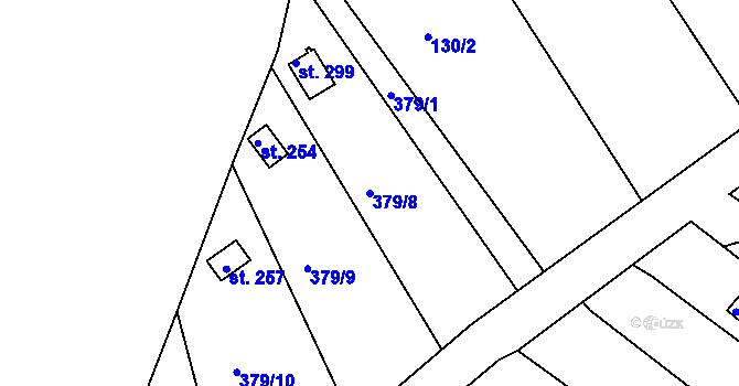 Parcela st. 379/8 v KÚ Těšnovice, Katastrální mapa