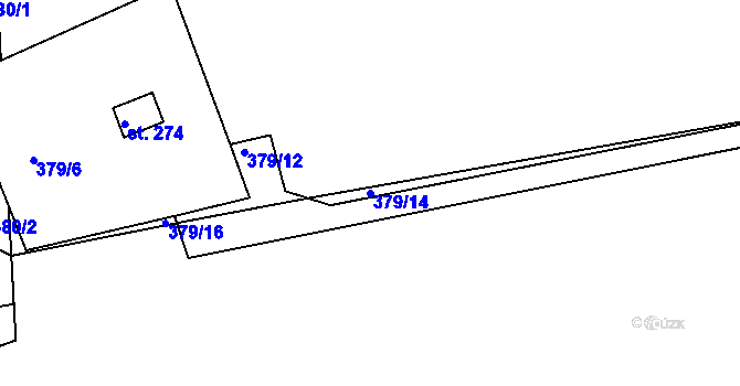 Parcela st. 379/14 v KÚ Těšnovice, Katastrální mapa