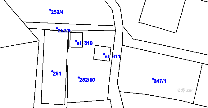 Parcela st. 311 v KÚ Těšnovice, Katastrální mapa
