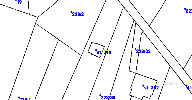 Parcela st. 319 v KÚ Těšnovice, Katastrální mapa