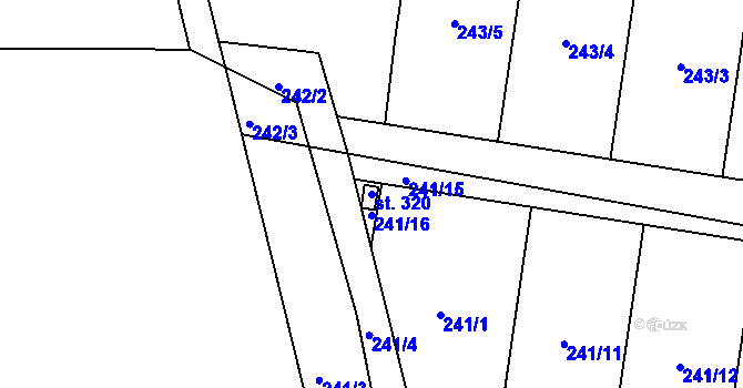 Parcela st. 320 v KÚ Těšnovice, Katastrální mapa